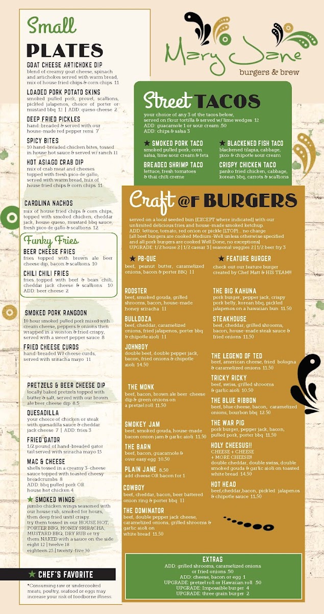 Menu Mary Jane Burgers & Brew-1