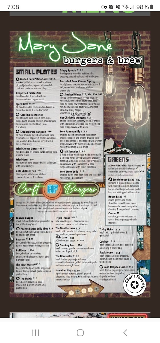 Menu Mary Jane Burgers & Brew-7