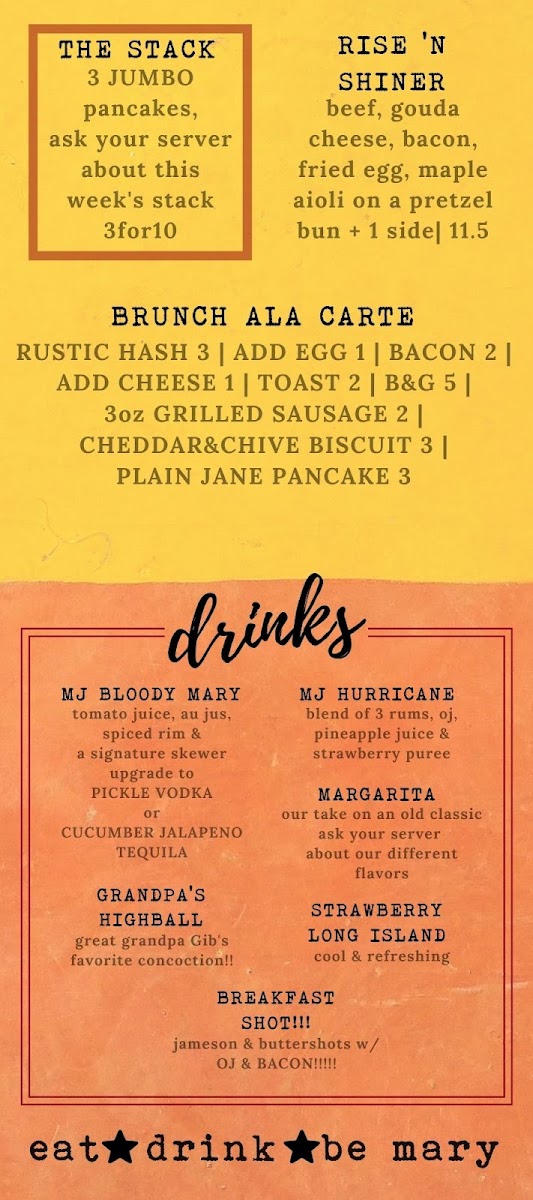 Menu Mary Jane Burgers & Brew-9